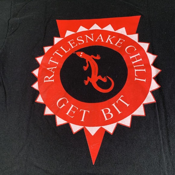 Vintage Fruit Of The Loom Rattlesnake Chili Shirt Mens Large Black Lizard 90s - Picture 10 of 10